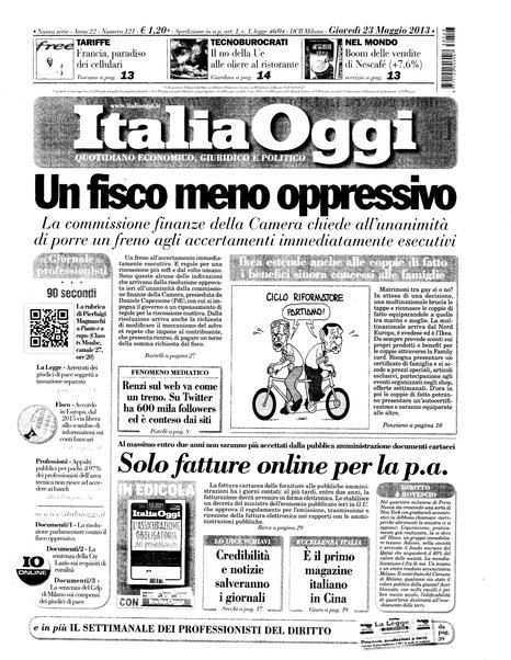 Italia oggi : quotidiano di economia finanza e politica